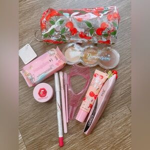 Cherry-Themed Makeup Set with Pink and Red